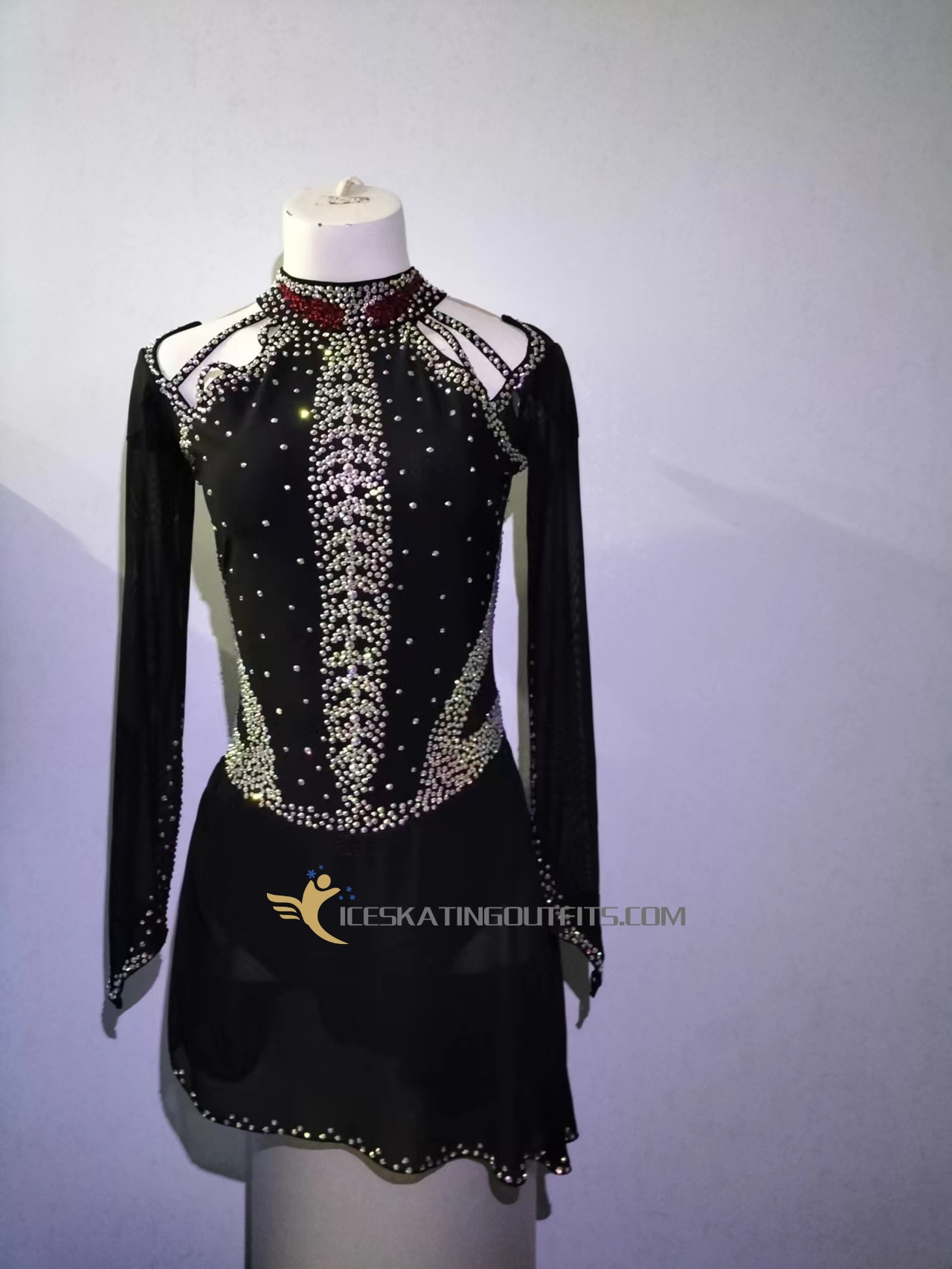adult black and black figure skating dress B368