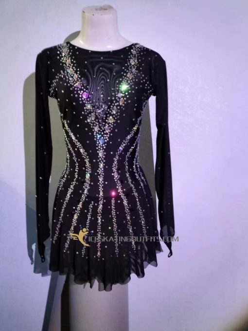 adult figure skating clothing black fast ship long sleeves A72