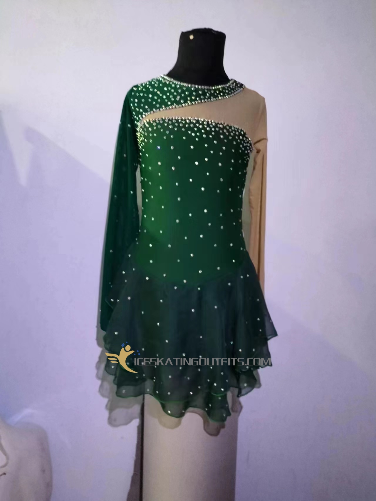 children ice skater green to green dress B325