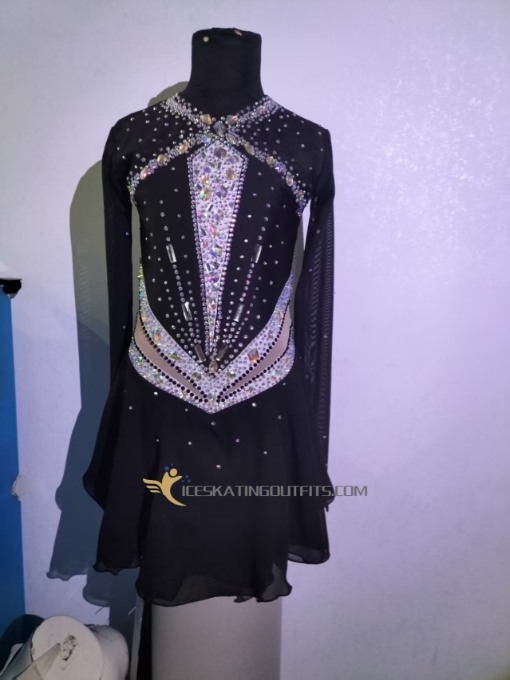 clothes for figure skating long sleeves figure skating apparel black A34