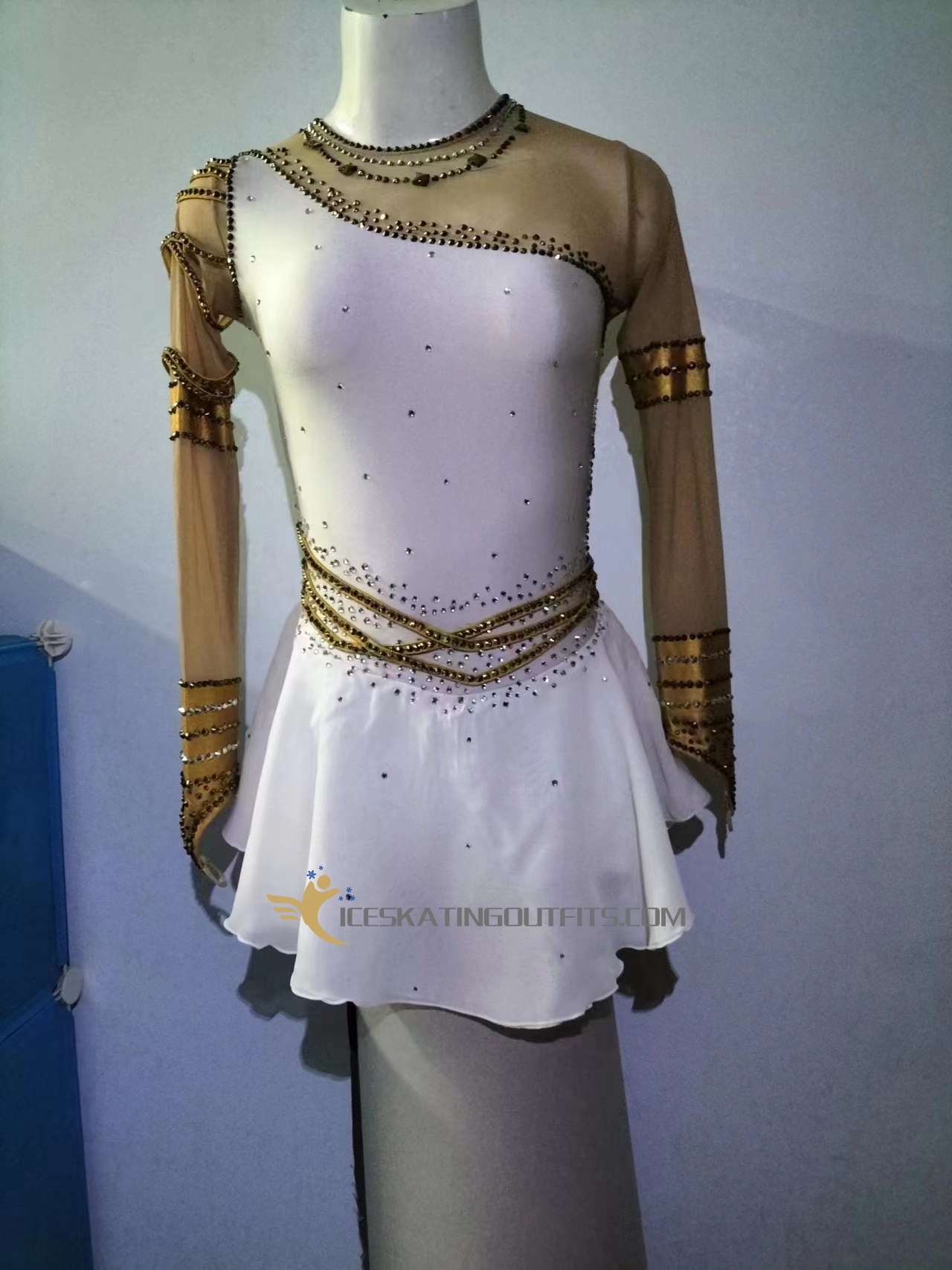 dark white figure skating dresses for kids B347