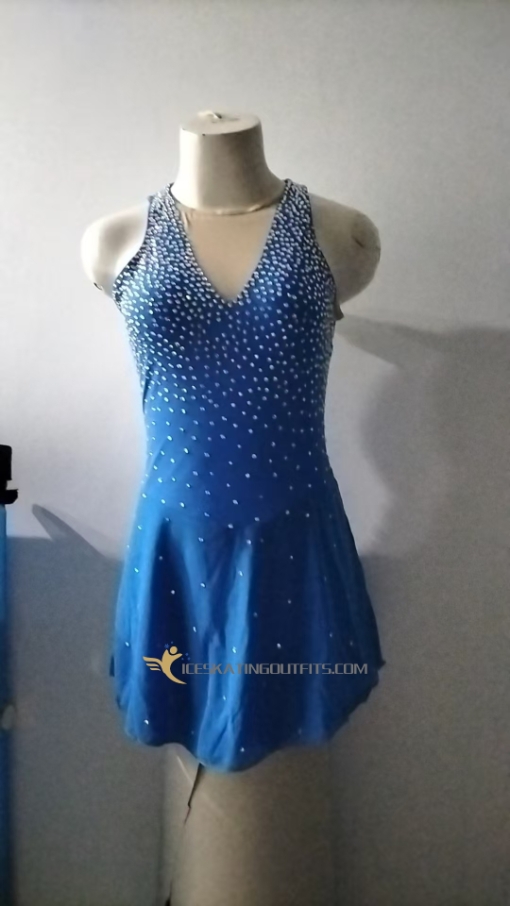 dress for ice blue dress for figure for competition custom sleeveless express delivery A95