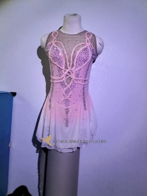 dress for ice skating women express delivery sleeveless ice skating clothing custom pink A46