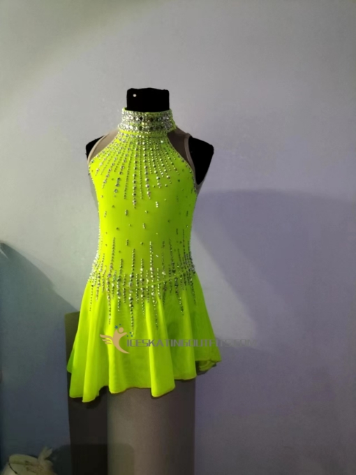 figure skating apparel sleeveless beaded green A85