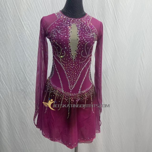 figure skating outfits figure skating clothing express delivery red black element long sleeves A111