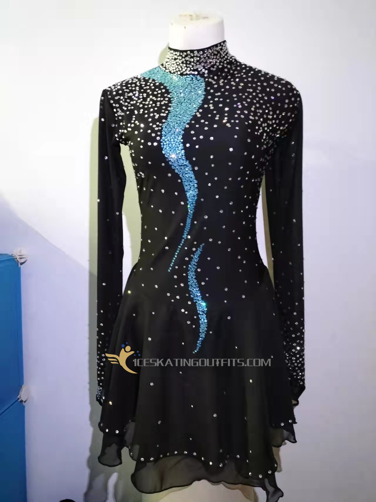 girls black ice skating dress B176