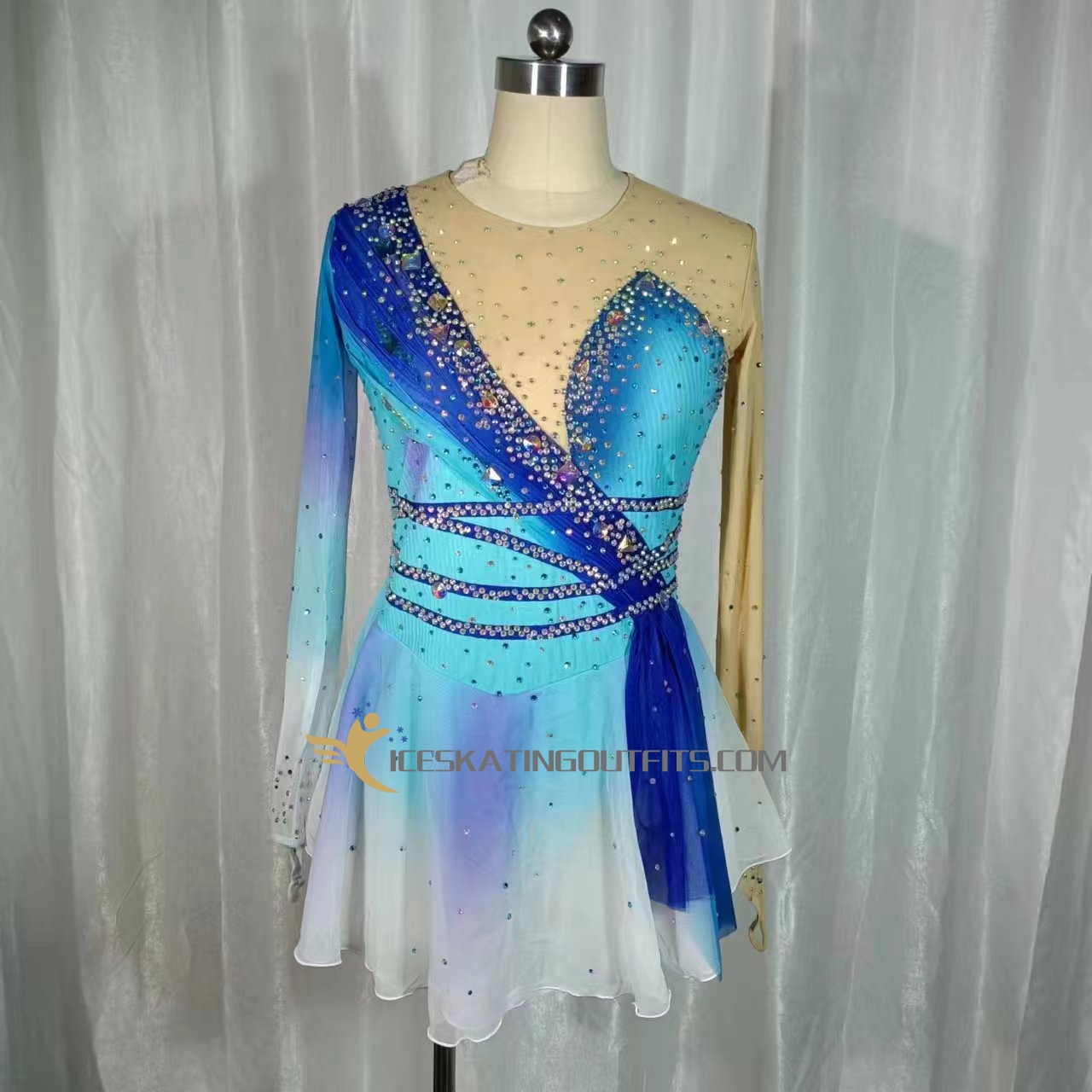 girls blue skating dress B304