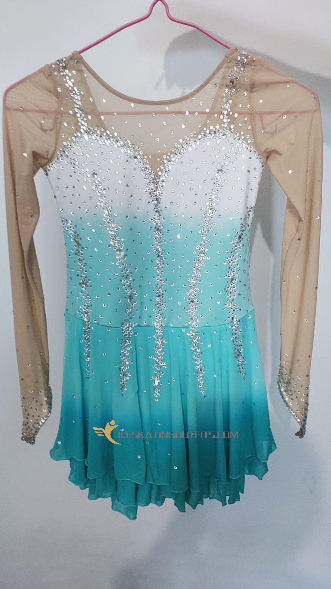 green lace figure skating dress B245