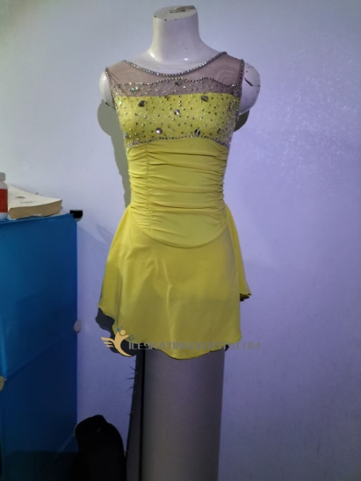 ice skating clothes yellow ice skating outfits for kids sleeveless A31