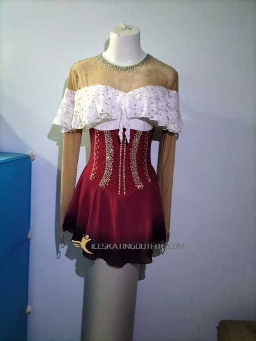 ice skating outfits for girls long sleeves beaded A02