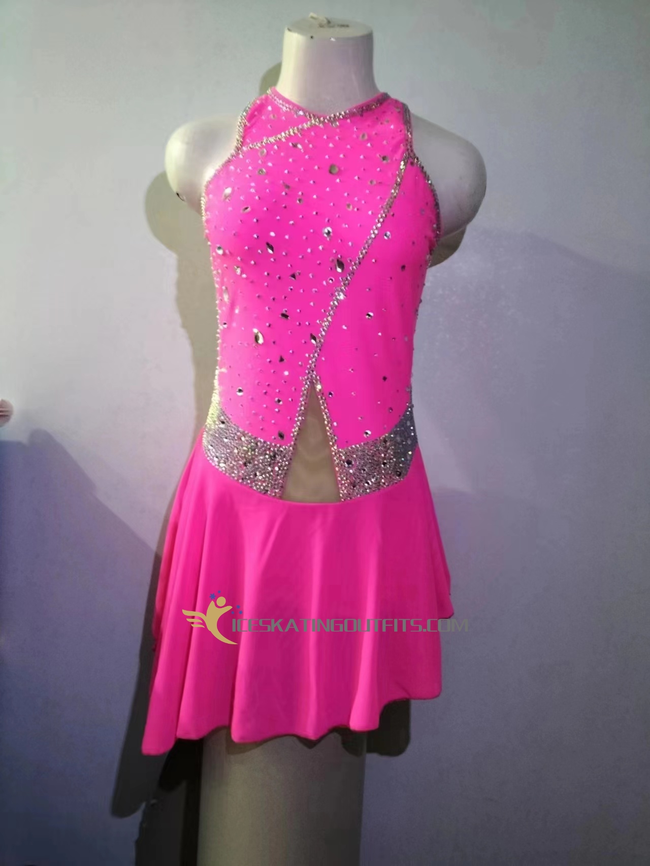 kids orange figure skating dress B271