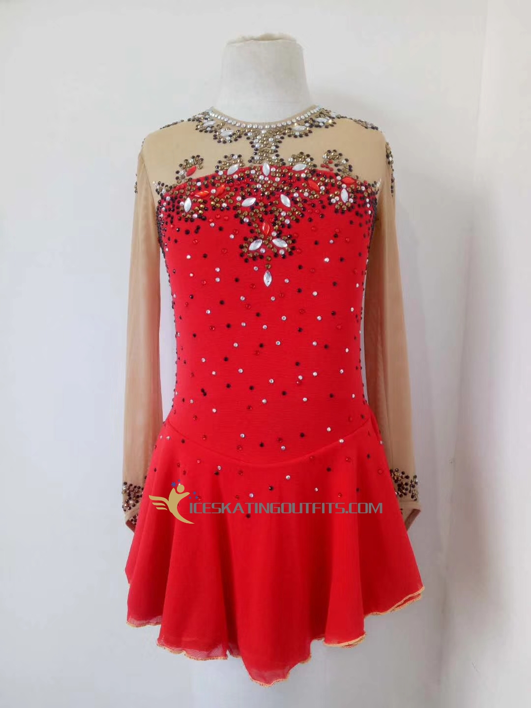 kids red skating dress B121