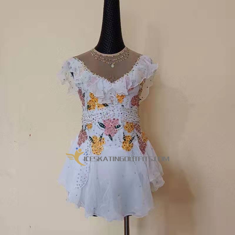kids white figure skating dress B162