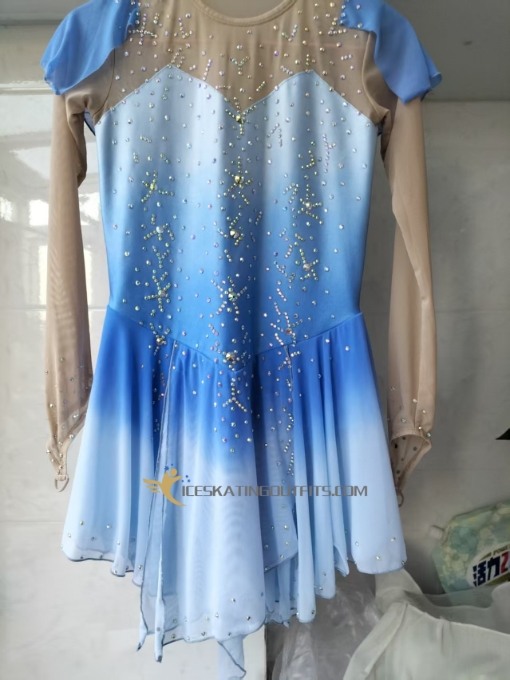 long sleeves ladies clothing for ice skating ice skating dress express delivery blue A41