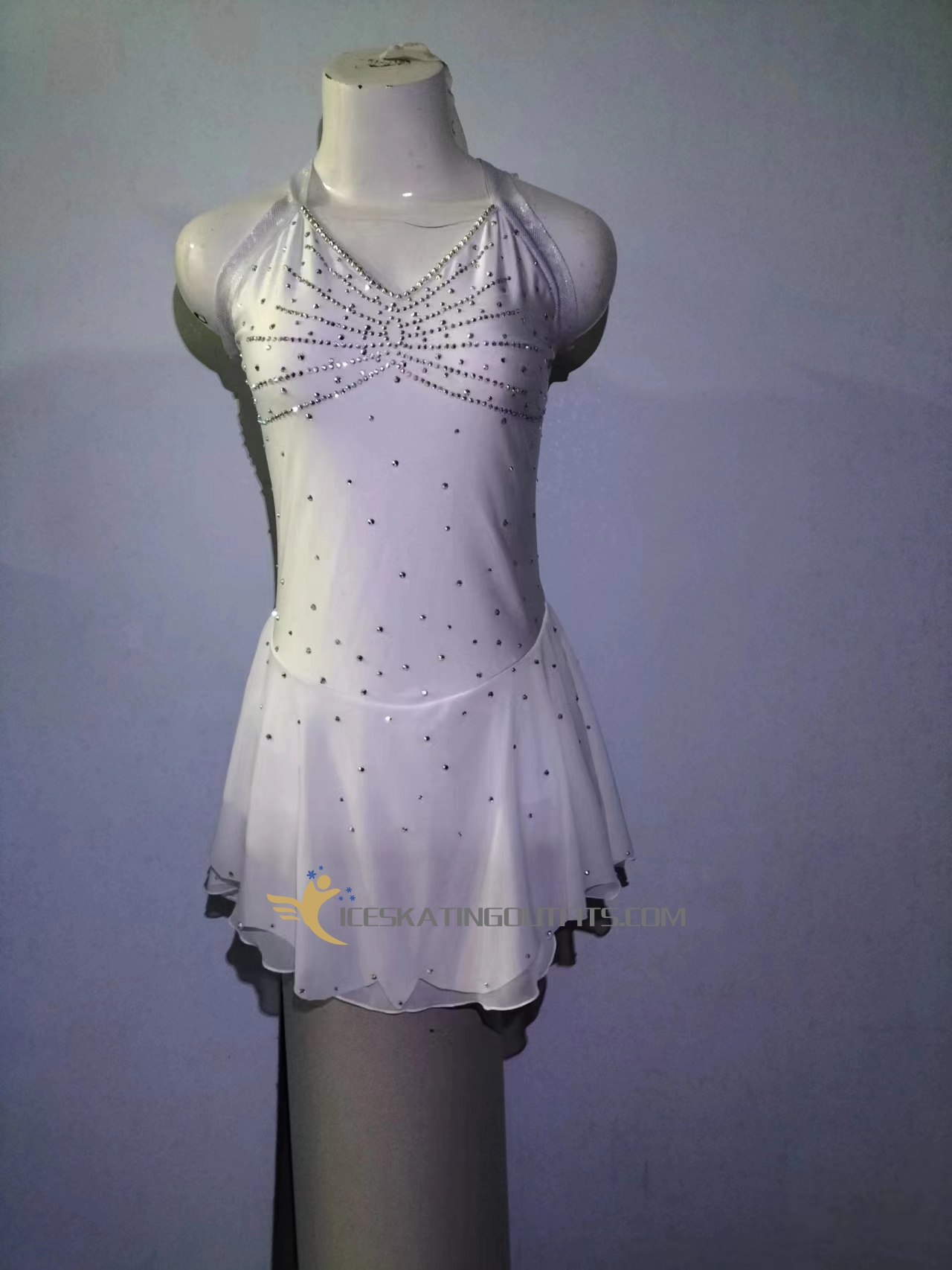 plain white figure skating dress for girls B295