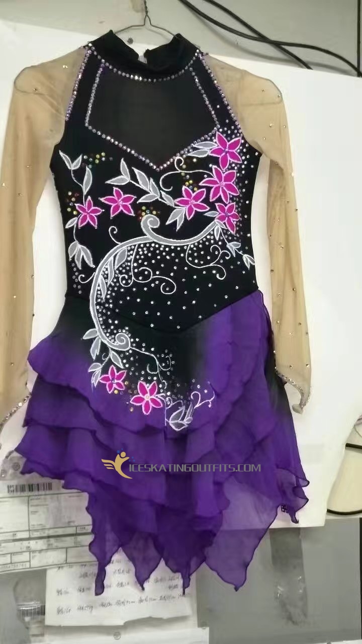 purle black ice skating leggings for children B71