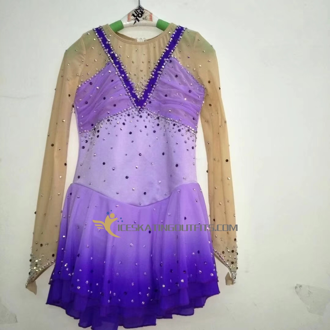 purple ice skating dresses B115