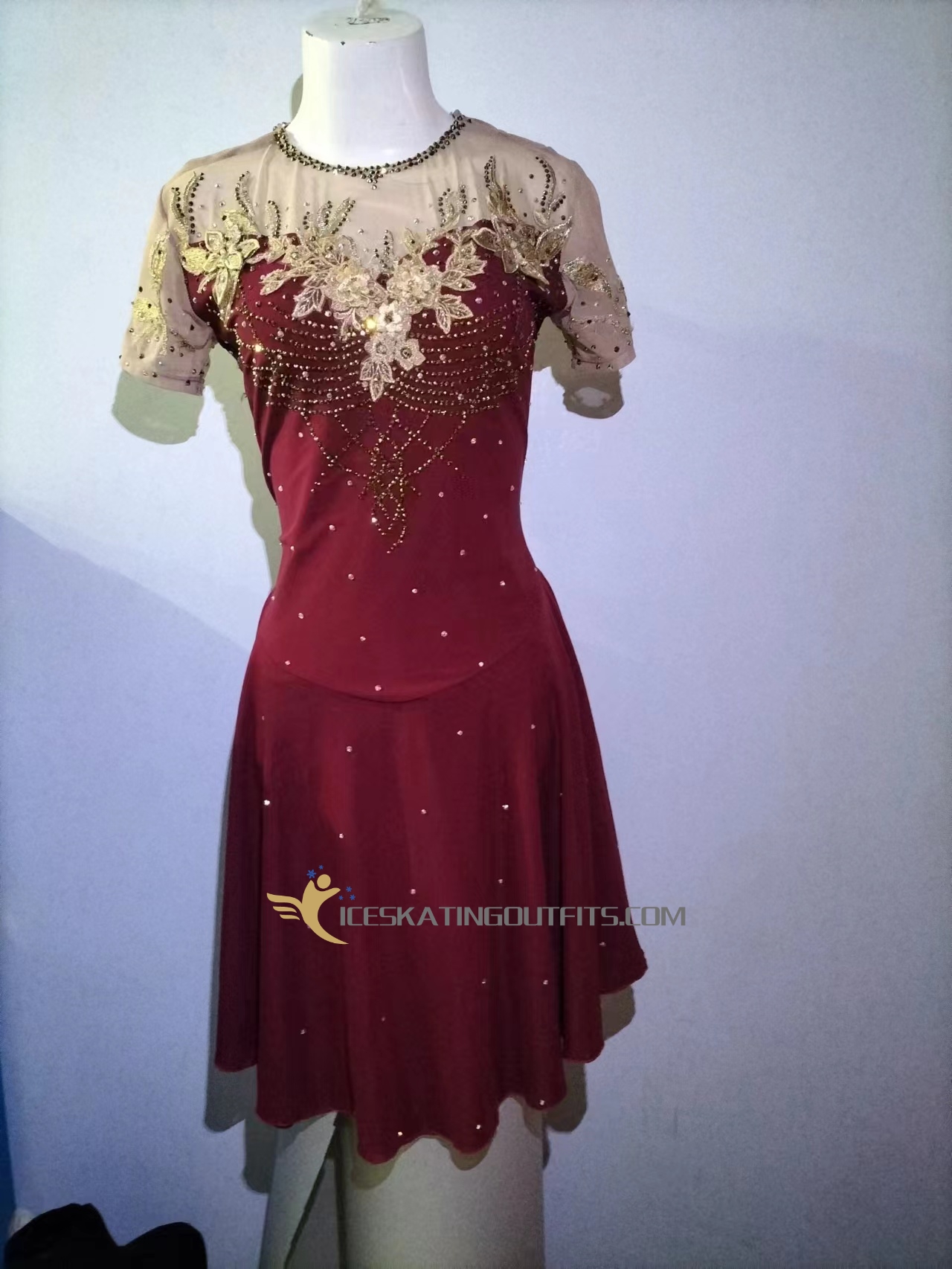 red red and red figure skating dress for girls B355