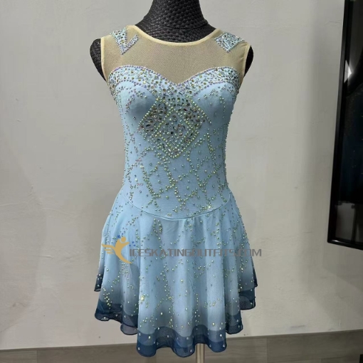 sleeveless children dresses for ice for adult grey assents blue A105
