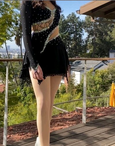 Customer photo of figure skating competition dresses for women black custom A01
