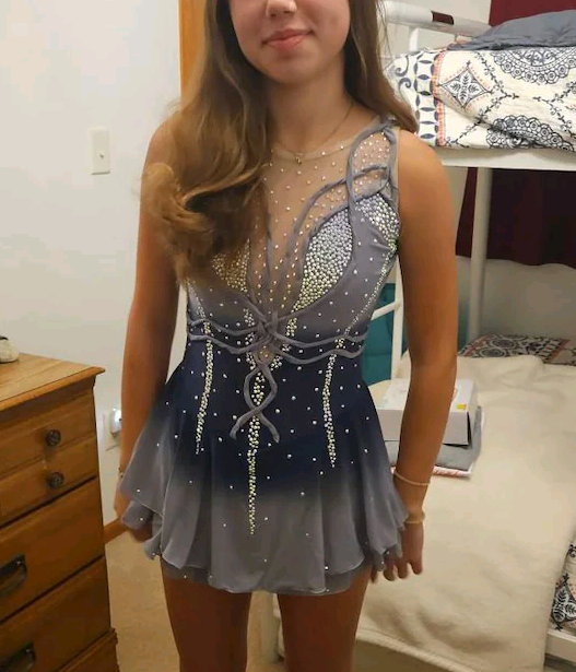 custom soft blue ice skating outfits for gilrs long sleeves beaded A10 buyer show